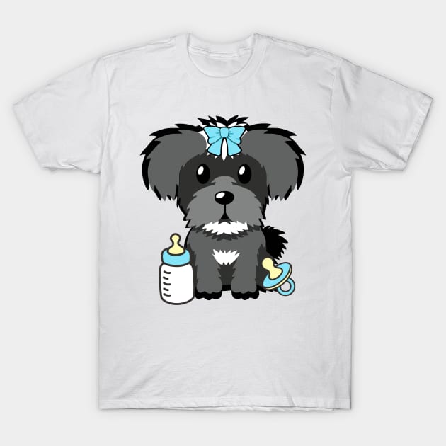 Cute baby schnauzer getting its milk and pacifier T-Shirt by Pet Station